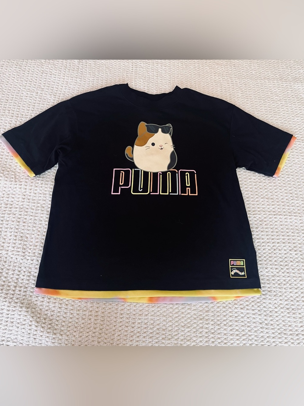 Puma Black Cat Graphic Tee with Rainbow Trim